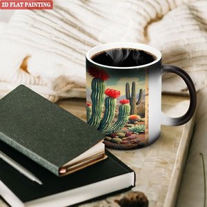 Magic Color Changing <b>Ceramic</b> <b>Mug</b> 11oz Frosted Black Daily Use Heat Sensitive Design - Product Image 3