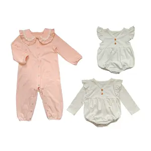 Pagliaccetto primavera in cotone dolce manica lunga rosa pagliaccetto da bambina neonato tutina tutine da bambino con confezione regalo