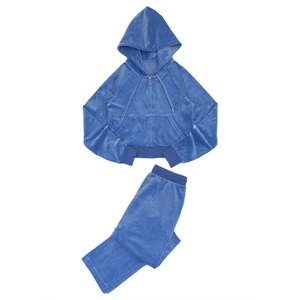 Tùy Chỉnh Nhung 2 Mảnh Quần Set Thạch Sweatsuits Phụ Nữ Quần Bó Sát Và Áo Hai Mảnh Trang Phục Thiết Lập Cho Phụ Nữ - Product Image 5