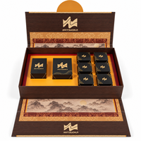Premium Geschenkbox mit Doppeltür und Eigenem Logo, 6 Innenboxen und Holzmaserung für Tee- und Mondkuchen-Sets