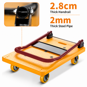 Steel Foldable <b>Portable</b> Industrial Platform Hand Cart Four-Wheel Warehouse <b>Trolley</b> Detachable Cargo Transport Hand Truck - Product Image 4