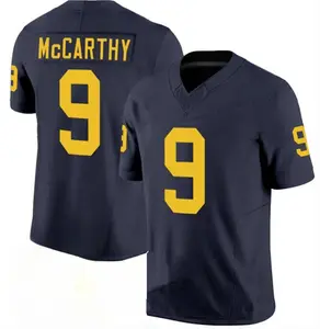 Mens Michigan đại học bóng đá áo 2 Blake corum 9 J.J. McCarthy khâu F.U.S.E. Giới hạn cầu thủ Jersey hải quân