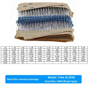 ชุ<span class=keywords><strong>ด</strong></span>ตัวต้านทานฟิล์มโลหะ 1460 ชิ้น 73 แบบ ค่าความต้านทานต่างกัน 20 ชิ้นต่อแบบ 1/4 วัตต์ แพ็ควงแหวนห้าสี แบบ Through-hole - Product Image 2