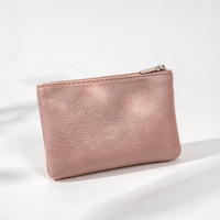 Porte-monnaie mini personnalisé en cuir PU pour femme, avec logo estampé à chaud, grain de galet, fermeture éclair, petit portefeuille pour cartes, idéal pour un cadeau