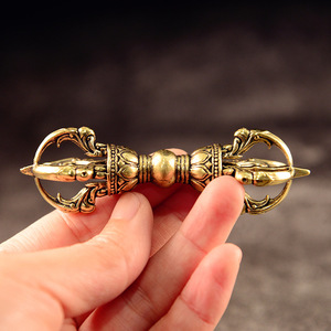 Vajra Tibetano Budista de Latón Vintage, Dorje <span class=keywords><strong>Lama</strong></span> Tallado a Mano, Decoración Religiosa, Suministros de Feng Shui, Adorno Coleccionable, Artesanía de Latón - Product Image 2