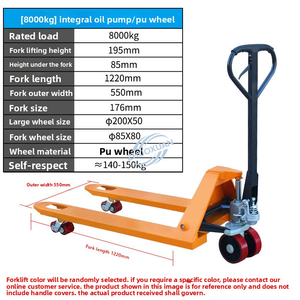 Apilador de Paletas Hidráulico Manual Industrial de 8 Toneladas, Ruedas de PU Resistentes al Desgaste, Apto para Trabajo en Interiores y Exteriores en Condiciones Difíciles - Product Image 4