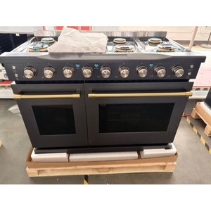 Gas <b>Range</b> 48-inch 8-burner With Oven Freestanding Stainless Steel Black American Style - Product Image 4