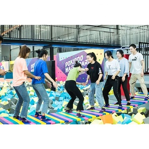 Attractions de parc de trampolines commercial Pokiddo avec pont suspendu intérieur, fosse à mousse et jeux - Product Image 3