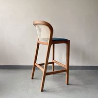 Tabouret haut en bois massif de style vintage américain et nordique, au design moderne, pour la maison, le bar, la cuisine, l'hôtel ou la salle de bain