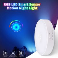 Lampes de nuit LED USB RGB avec capteur de présence, lampes d'ambiance rechargeables pour chambre à coucher, escalier, armoire, éclairage