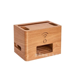 Wooden Hub <b>Box</b> For Wifi <b>Router</b> Desktop Wireless Set Top <b>Box</b> Power Strip Cover Rectangular Stackable With Lid - Product Image 1
