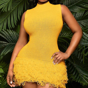 Nouvelle Robe Tricotée Ajustée pour Femme, Couleur Unie, Sexy, avec Jupe Bouffante, Tendance Estivale - Product Image 5