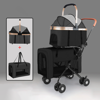 Poussette double Decker 3 en 1 pour animaux de compagnie et produits de voyage Poussette légère pour chien Poussette pliable multi-chiens pour chat