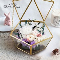 Yissyfloral — fleurs romantiques en verre pentagone, dôme en verre, fausses fleurs, pour un cadeau d'anniversaire, prix bas, offre spéciale