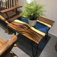 Plateau à thé en résine époxy, Table basse, personnalisé, Art en bois, rivière
