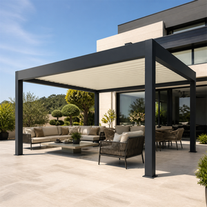 Pergola en aluminium thermolaqué RKOVE avec écran rétractable motorisé pour patio arrière - Product Image 1