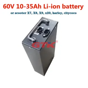 Baterai Lithium-Ion GTK 60V, 20Ah, 25Ah, 30Ah, 12Ah, 15Ah, 18Ah BMS untuk Skuter X7, X8, X9, X20, Harley, Citycoco, dengan Pengisi Daya