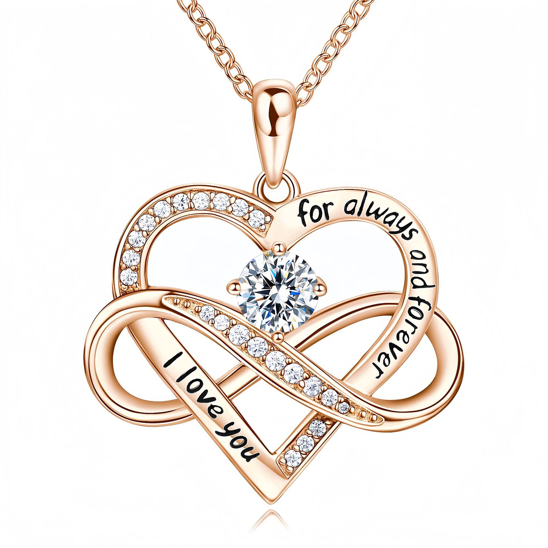 Necklace rose gold with white diamonds