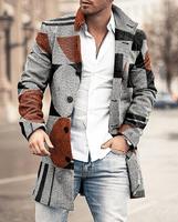 Nouvelle Tendance : Trench-coat Homme à Manches Longues, Manteau d'Hiver Décontracté de Haute Qualité avec Motif à Carreaux et Couleur Unie