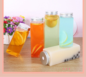 Gran oferta, botella de bebida de plástico PET de 250ml, diseño cuadrado de grado alimenticio con tapa de aluminio para jugo y refrescos - Product Image 4