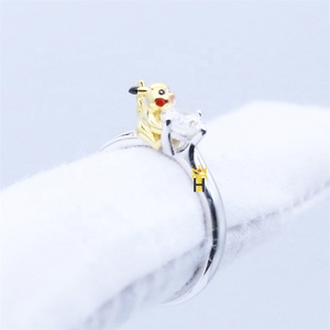 <span class=keywords><strong>Anelli</strong></span> di Moda Trendy per Donne, Gioielli <span class=keywords><strong>Anime</strong></span> Carini in Argento Sterling 925 con Smalto, Anello Pikachu con Diamante - Product Image 3