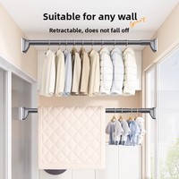 Tringle télescopique sans perçage pour séchage de vêtemtements, tringle à rideaux, support de suspension pour armoire, en acier au carbone, luxe, pour salle de bain et balcon