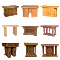 Table d'autel en bois massif, finition polie, design moderne durable pour église, hôtel, école, salon, salles de cérémonie