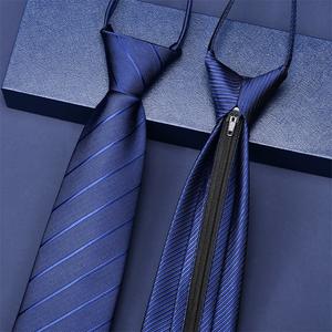 Camisas Personalizables para Hombre, Camisas Formales de Negocios con Cierre y <span class=keywords><strong>Corbata</strong></span>, Cuellos Rojos Modernos, Versión Coreana a Rayas Azules para Novios - Product Image 2