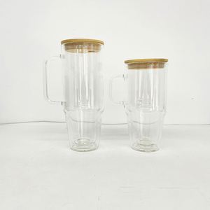 Gobelet en verre à double paroi pré-percé 32oz 40oz, style boule à neige - Product Image 1