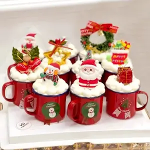 Babbo natale rosso tazza di natale buon natale Cake Toppers decorazione forniture Decorative natalizie regali regalo di buon compleanno