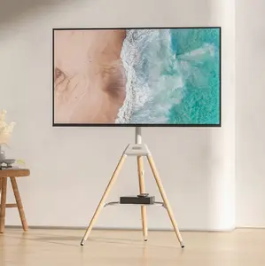आधुनिक शैली V-आधार हल्के चित्रफलक स्टूडियो कलात्मक टीवी डीवीडी के साथ मंजिल तिपाई खड़े हो जाओ/ए वी धातु ट्रे के लिए 32 "-65" टीवी