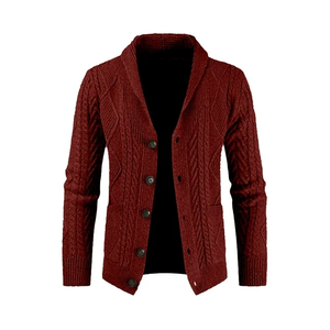 Customized OEM <b>Spring</b> Front Open Casual Long Sleeve Oversized Pure Color Anti-shrink Breathable Knit Men's <b>Cardigan</b> Sweater - Product Image 3