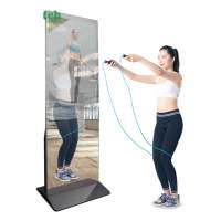 Espejo Inteligente para Entrenamiento de 43 Pulgadas con Doble Sistema Operativo Android/Windows, Brillo Ajustable, Marco Personalizado con Tira de Luz, Espejo de Fitness para el Hogar