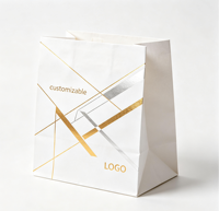 Sac fourre-tout élégant en kraft blanc épais avec estampage à chaud personnalisé pour magasin de vêtements, sacs cadeaux pour marques de créations artisanales