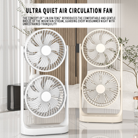 Nouveau ventilateur de bureau à double tête avec commande mécanique, grande circulation d'air, recharge USB pour utilisation en extérieur et en voiture, en plastique