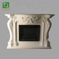 Cheminée décorative en pierre sculptée à la main en marbre blanc naturel