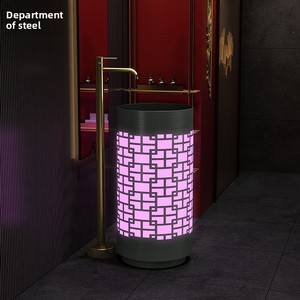 Lavabo a colonna autoportante in acciaio inossidabile illuminato <span class=keywords><strong>di</strong></span> alta gamma, personalizzato, in stile cinese moderno, per hotel, bar e bagni - Product Image 4
