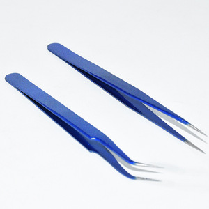 Nuevas pinzas deslumbrantes de color azul para extensiones de pestañas, pinzas antiestáticas de acero inoxidable de alta precisión, para injerto de pestañas. - Product Image 2