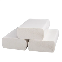 Logo personnalisé Pâte de bois recyclée Pâte blanche essuie-mains de base à plis multiples (caisse de 16 paquets, 250 par paquet)