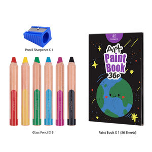 Set kaca patri anak-anak 6 warna larut dalam air pensil warna untuk menggambar kuas berbasis minyak yang dapat dihapus - Product Image 2