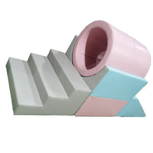Tobogán de túnel de juego suave para niños, juego suave para interior, juego moderno para niños, juego de fiesta de alquiler, barato, color rosa Pastel - Product Image 1