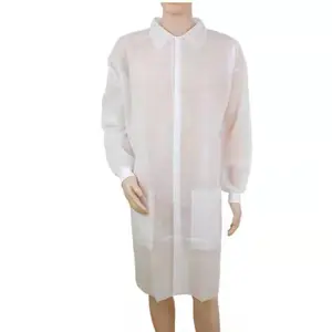 OEM Disposable 30gsm PP Nonwoven Clothes Logo Printing Lab Coat Isolation Gown