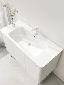 Extremely simple stainless steel ceramic integrated basin intelligent <b>mirror</b> floor standing bathroom cabinet - Product Image 5