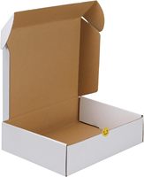 Boîte d'expédition rigide en carton ondulé blanc avec logo personnalisé en relief, fermeture magnétique, forme personnalisée pour vêtements, chaussures, électronique