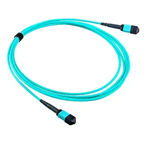 cable de parche de 20 metros Suppliers-24 fibers Elite MTP Female -MTP Female 3.0mm LSZH OM4 Violet/Aqua 20 meters Fiber Optic Trunk Cable/Patch Cord
