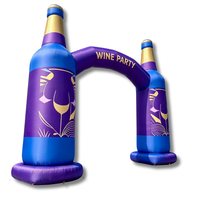 Arche gonflable promotionnelle pour bouteille de vin avec souffleur d'air, logo personnalisé, portail publicitaire gonflable pour bars et événements de carnaval sur la plage