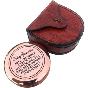 Boussole en laiton ALFA NAUTICAL, style nautique, citation de remise de diplôme, portable, format de poche 2 pouces, guide de randonnée, cadeau - Product Image 1