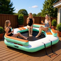 Plateforme flottante gonflable avec trampoline aquatique et auvent, style yacht, pour loisirs en bord de mer, île flottante multi-personnes en PVC