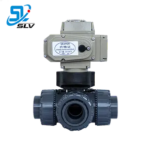 Nhà Máy Cung Cấp PVC 3 Way Ball Valve Với Thiết Bị Truyền Động Điện Cho Cấp Nước