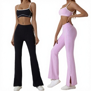 Women's High Waist Gym Sportswear Set Backless Sports Bra <b>Legging</b> <b>Flare</b> Full Length Spandex/Nylon Active Stretch Yoga Print - Product Image 3